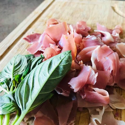jambon sec et basilic
