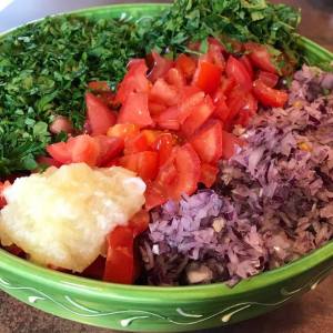 legumes-taboule découpe des ingrédients